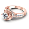 Princess And Round Cut Diamonds Engagement Ring in 18KT Rose Gold