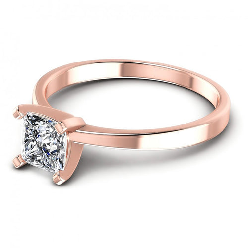 Princess Cut Diamonds Solitaire Ring in 18KT Rose Gold