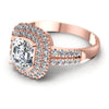 Round and Emerald Diamonds 1.05CT Halo Ring in 18KT Rose Gold