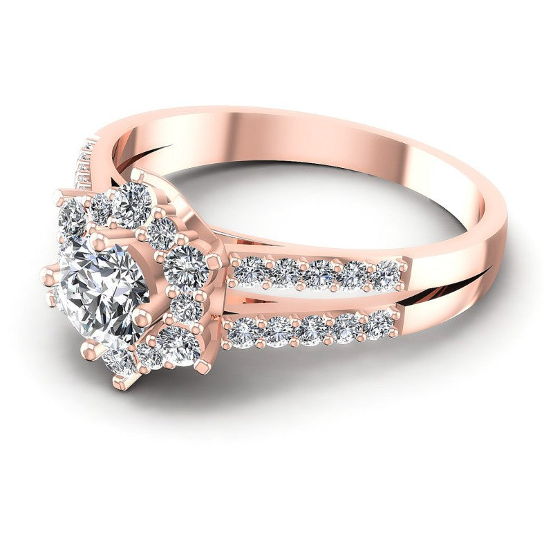 Round Diamonds 0.90CT Halo Ring in 18KT Rose Gold