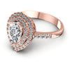 Round and Pear Diamonds 0.90CT Halo Ring in 18KT Rose Gold