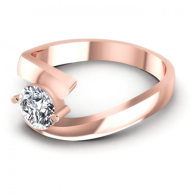 Round Cut Diamonds Solitaire Ring in 18KT Rose Gold