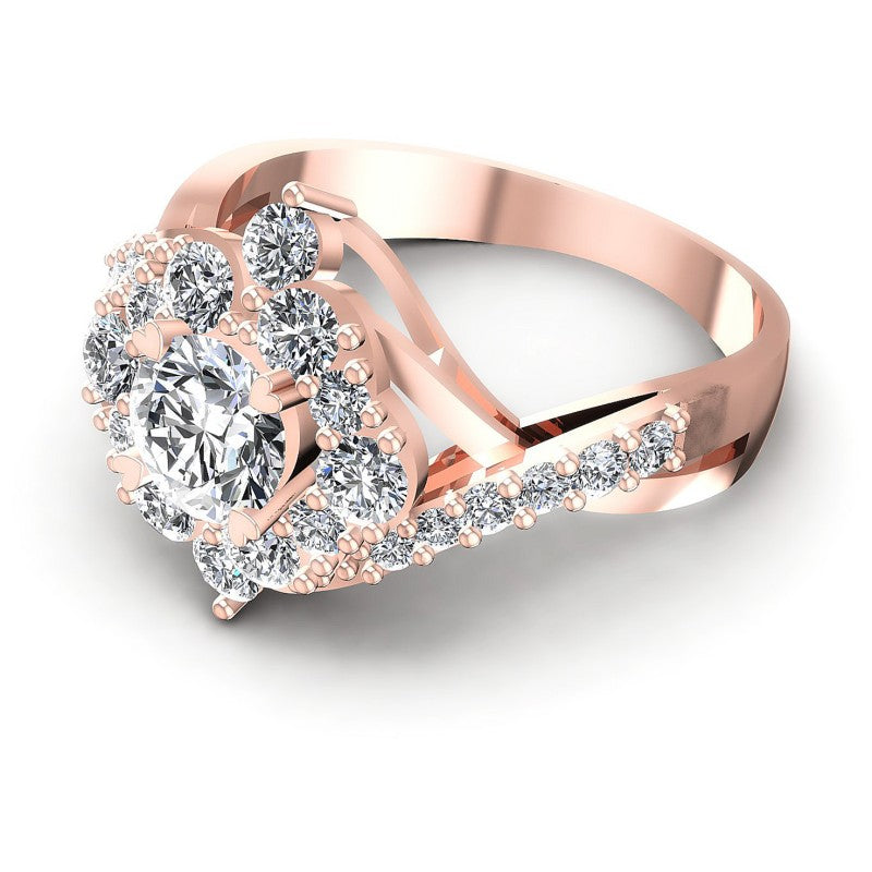 Round Diamonds 1.30CT Halo Ring in 18KT Rose Gold