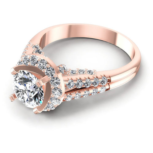 Round Diamonds 1.15CT Halo Ring in 18KT Rose Gold