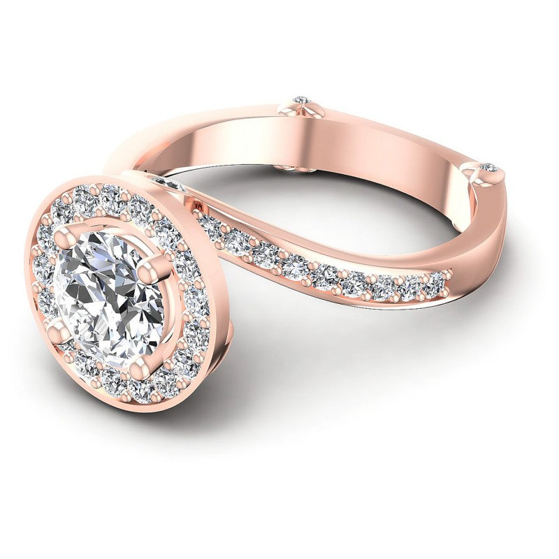 Round Diamonds 1.00CT Halo Ring in 18KT Rose Gold