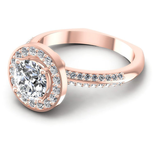 Round Diamonds 0.95CT Halo Ring in 18KT Rose Gold