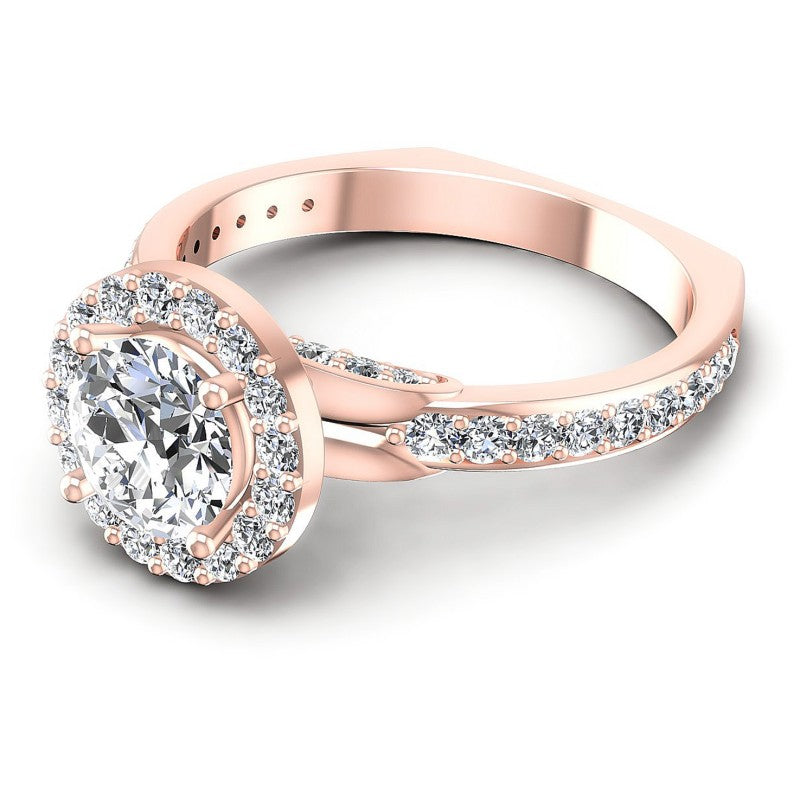 Round Diamonds 1.30CT Halo Ring in 18KT Rose Gold