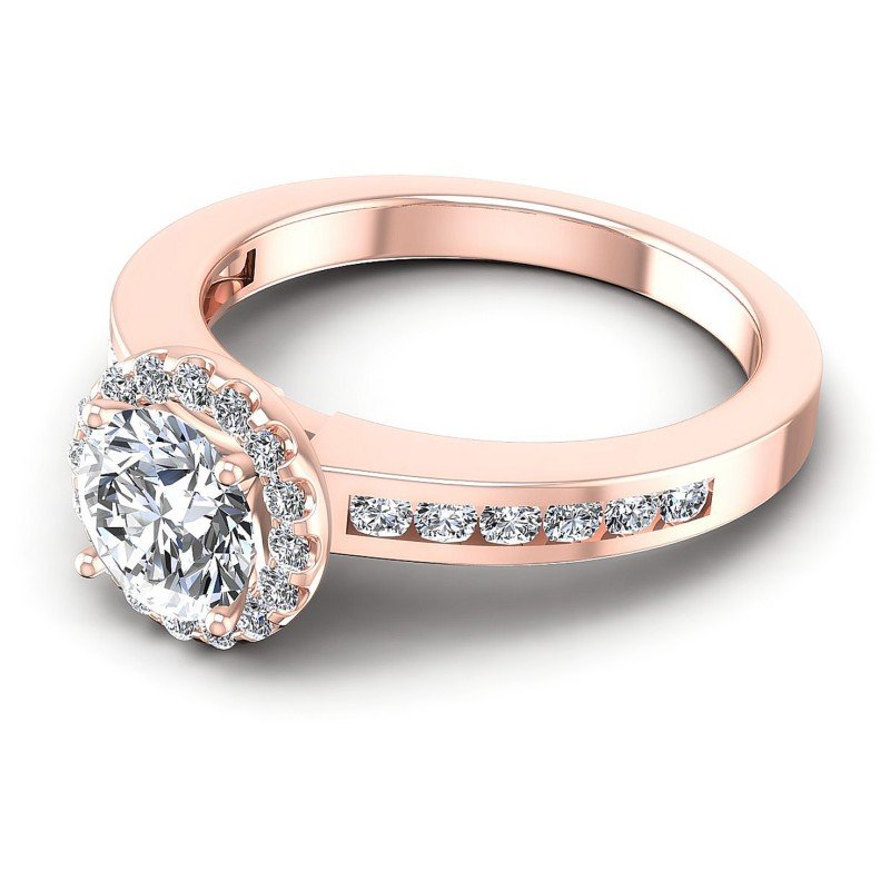 Round Diamonds 0.75CT Halo Ring in 18KT Rose Gold