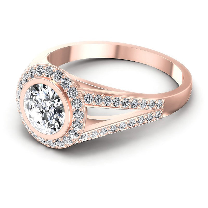 Round Diamonds 0.80CT Halo Ring in 18KT Rose Gold