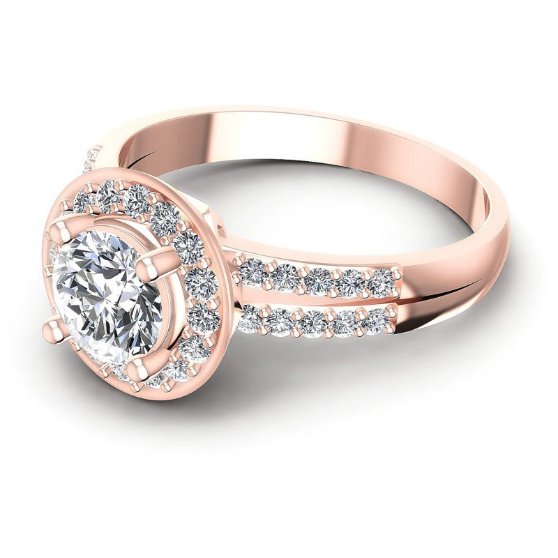 Round Diamonds 0.80CT Halo Ring in 18KT Rose Gold