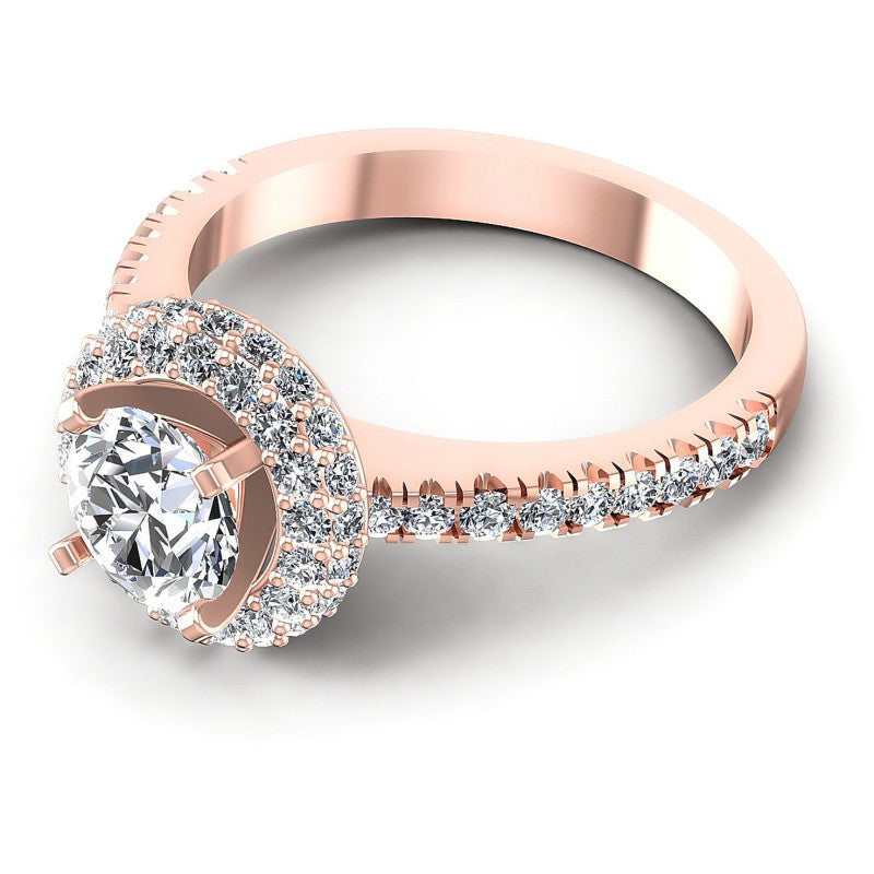 Round Diamonds 1.00CT Halo Ring in 18KT Rose Gold