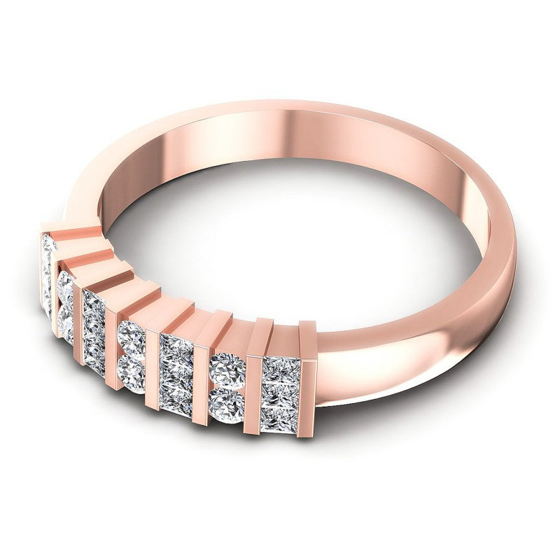 Classic Princess and Round Diamonds 0.55CT Diamonds Wedding Band