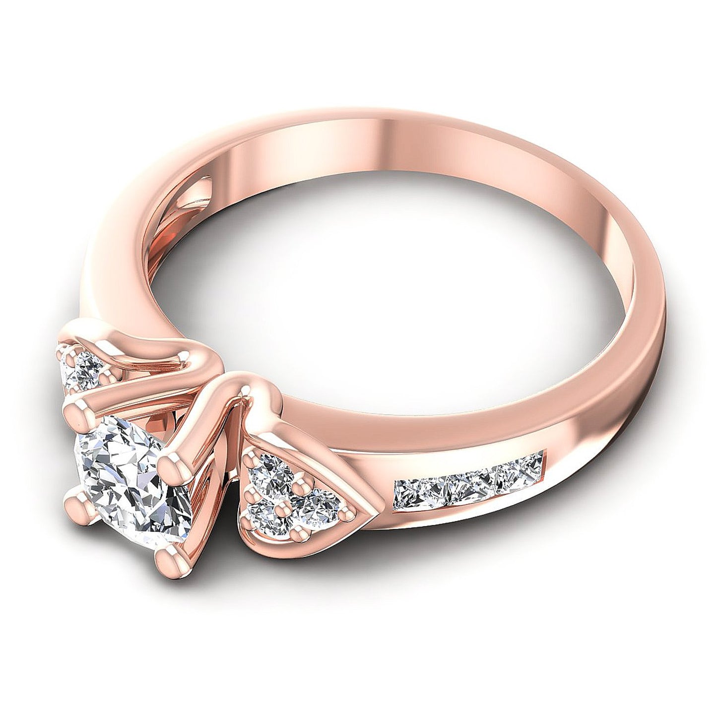 0.90CT Round And Princess  Cut Diamonds Engagement Rings
