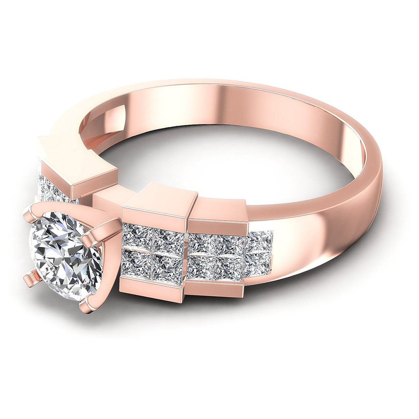 0.85CT Round And Princess  Cut Diamonds Engagement Rings