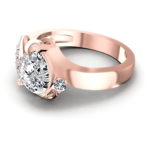 Round and Pear Diamonds 0.70CT Engagement Ring in 18KT Rose Gold