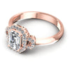 Round and Emerald Diamonds 0.55CT Halo Ring in 18KT Rose Gold