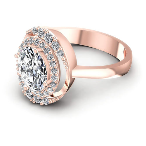 Round and Oval Diamonds 0.80CT Halo Ring in 18KT Rose Gold