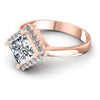 Princess and Round Diamonds 0.60CT Halo Ring in 18KT Rose Gold