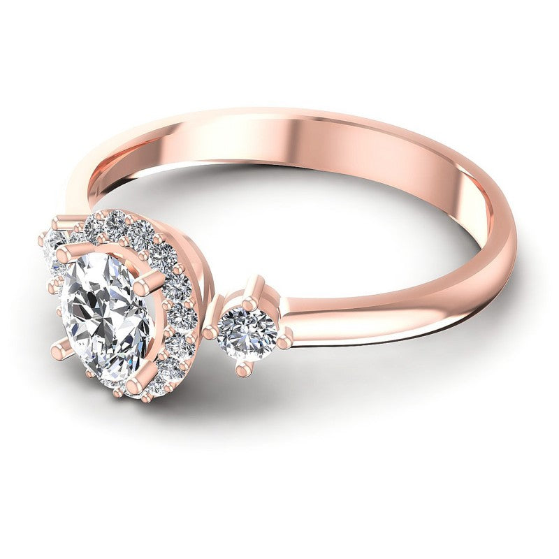 Round and Oval Diamonds 0.60CT Halo Ring in 18KT Rose Gold