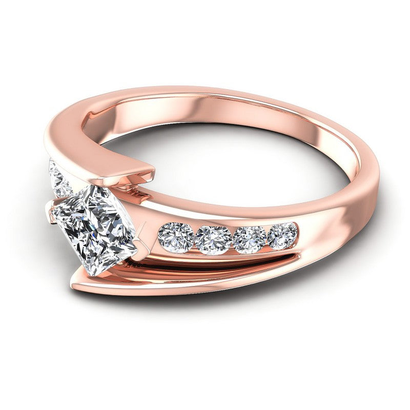Princess and Round Diamonds 0.60CT Engagement Ring in 18KT Rose Gold