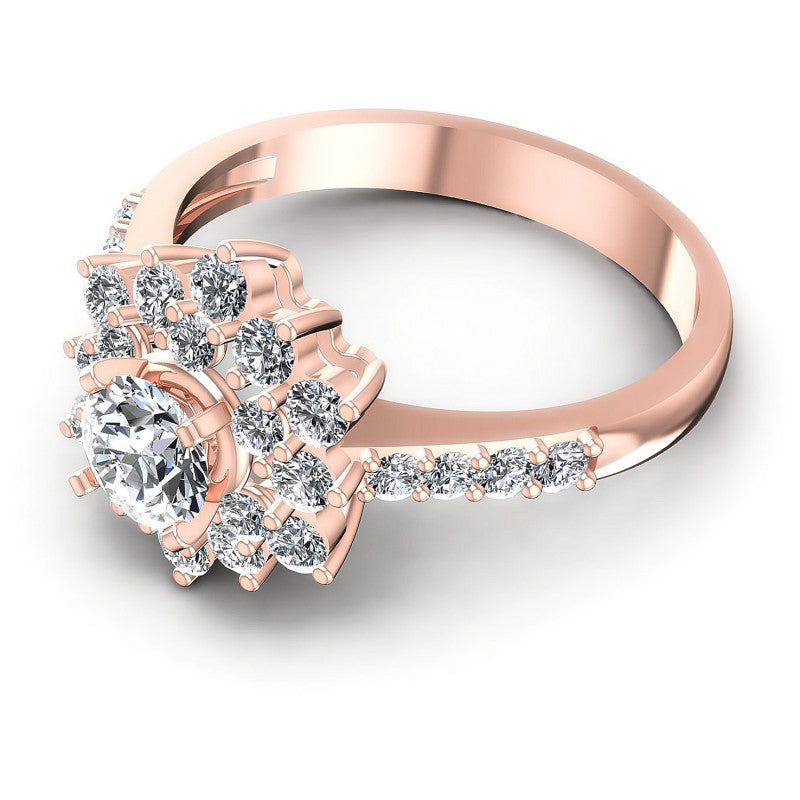 Round Diamonds 1.05CT Halo Ring in 18KT Rose Gold