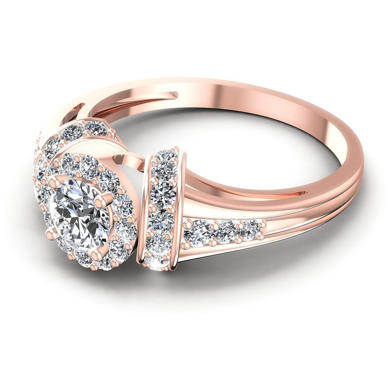 Round Diamonds 0.75CT Halo Ring in 18KT Rose Gold