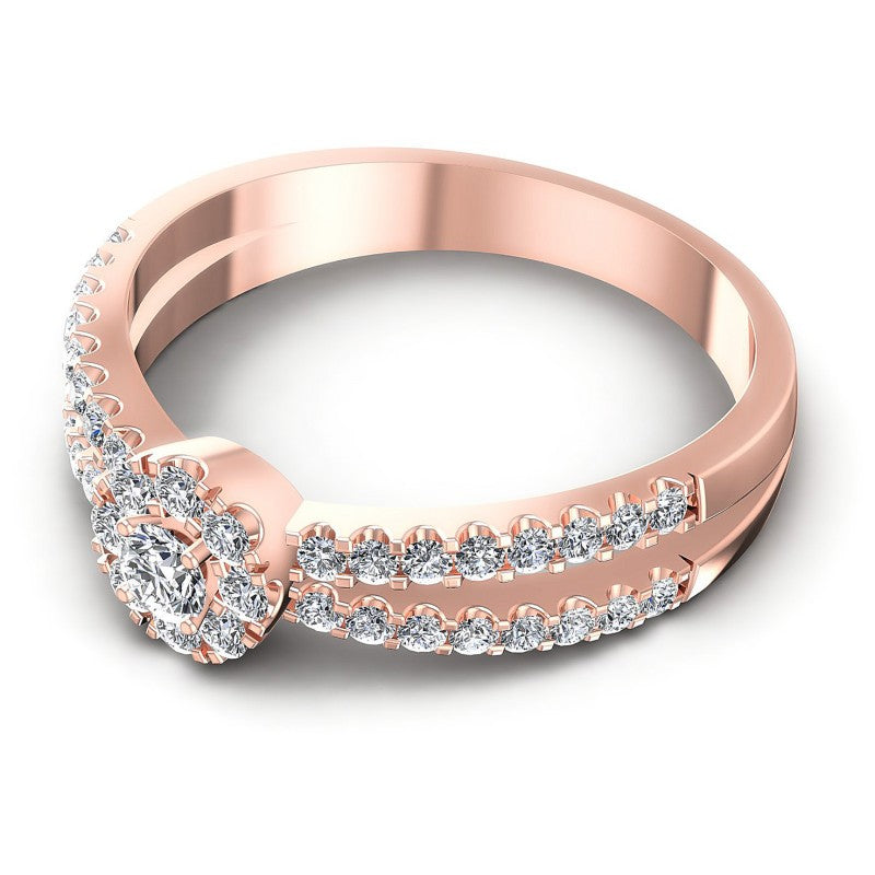 Round Diamonds 0.60CT Halo Ring in 18KT Rose Gold