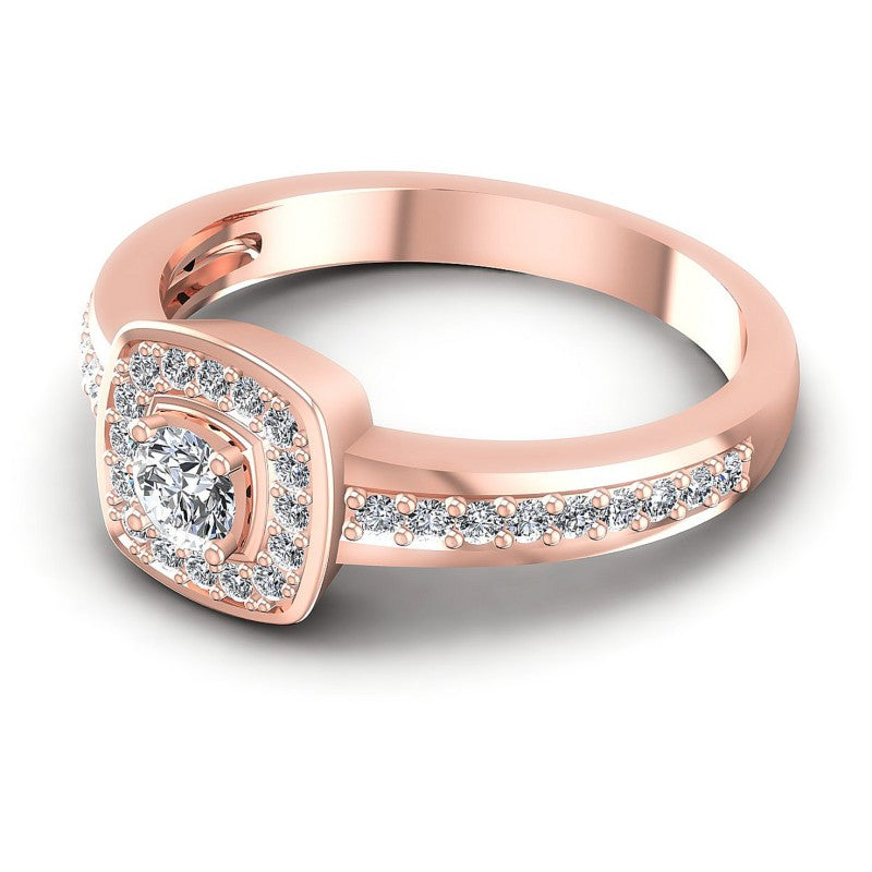 Round Diamonds 0.55CT Halo Ring in 18KT Rose Gold
