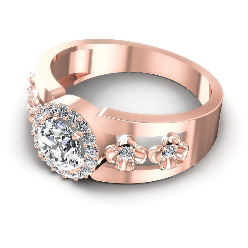 Round Diamonds 0.55CT Halo Ring in 18KT Rose Gold