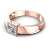 Princess and Round Diamonds 0.50CT Halo Ring in 18KT Rose Gold