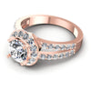 Princess and Round Diamonds 1.20CT Halo Ring in 18KT Rose Gold