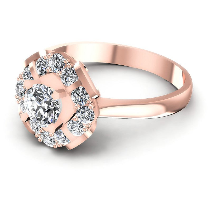 Round Diamonds 0.85CT Halo Ring in 18KT Rose Gold