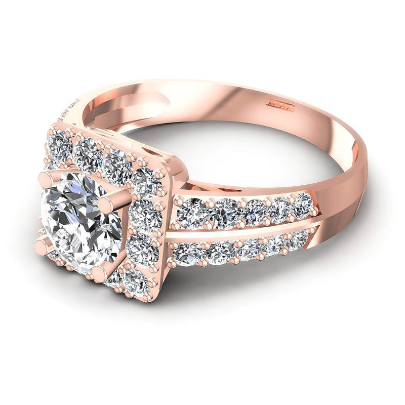Round Diamonds 1.30CT Halo Ring in 18KT Rose Gold