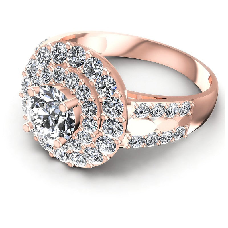 Round Diamonds 1.60CT Halo Ring in 18KT Rose Gold