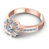 Princess and Round Diamonds 0.95CT Halo Ring in 18KT Rose Gold
