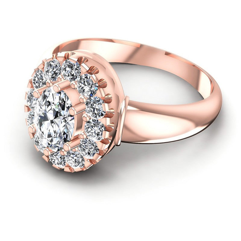 Round and Oval Diamonds 0.85CT Halo Ring in 18KT Rose Gold