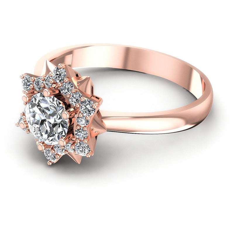 Round Diamonds 0.65CT Halo Ring in 18KT Rose Gold