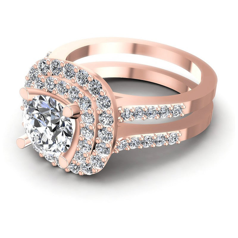 Round Diamonds 1.40CT Halo Ring in 18KT Rose Gold