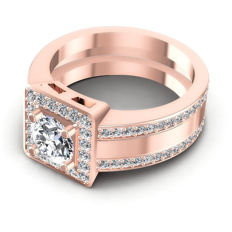 Round Diamonds 1.20CT Halo Ring in 18KT Rose Gold