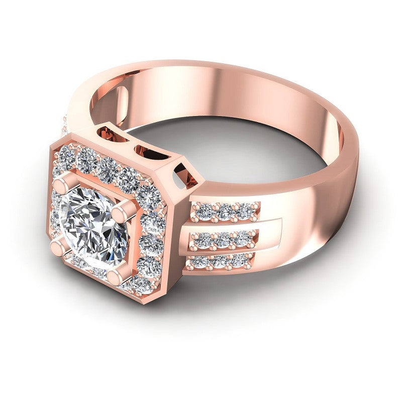 Round Diamonds 0.80CT Halo Ring in 18KT Rose Gold