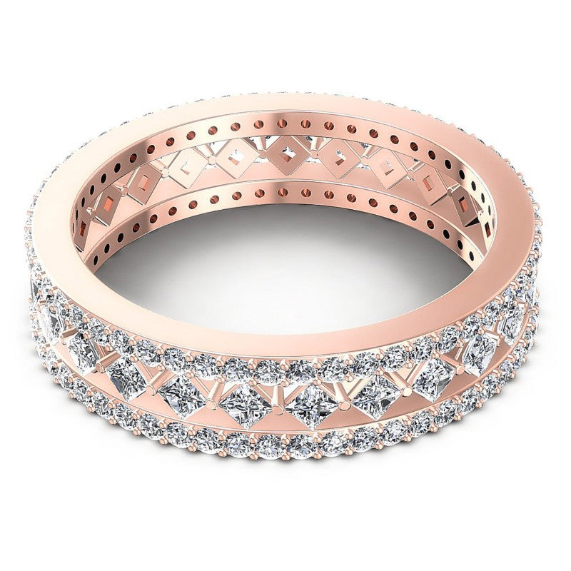 Magnificent Princess and Round Diamonds 1.35CT Eternity Ring