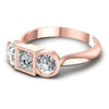 Princess and Round Diamonds 1.10CT Three Stone Ring in 18KT Rose Gold