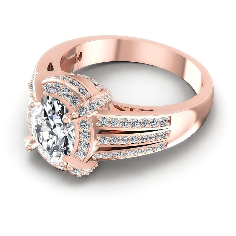 Round and Oval Diamonds 1.85CT Halo Ring in 18KT Rose Gold