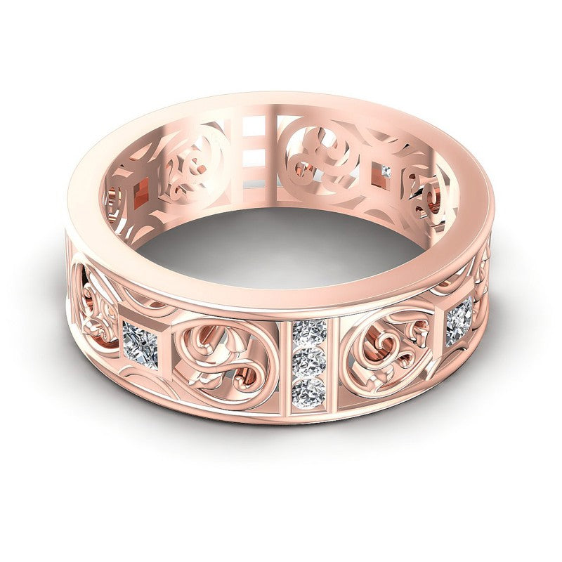 Incredible Princess and Round Diamonds 1.10CT Diamonds Wedding Band