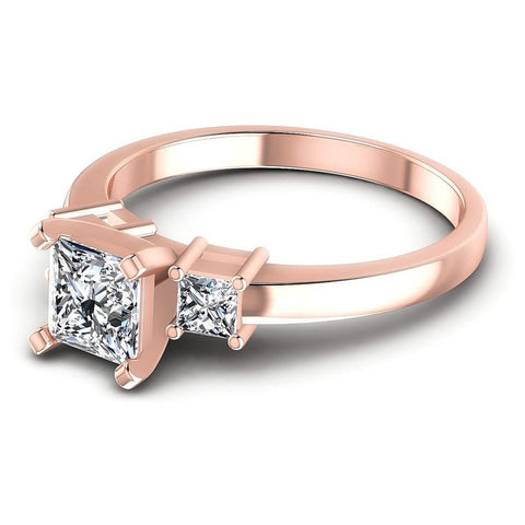 Princess Diamonds 1.00CT Three Stone Ring in 18KT Rose Gold