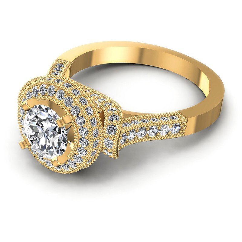 Round Diamonds 1.30CT Antique Ring in 14KT Rose Gold