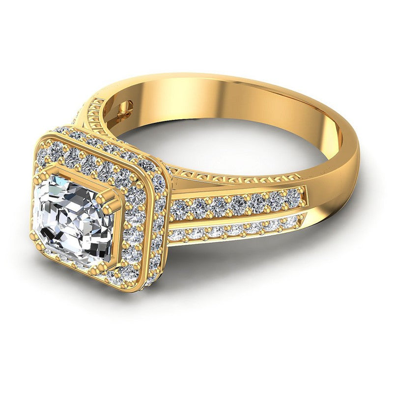 Round and Emerald Diamonds 1.20CT Antique Ring in 14KT Rose Gold