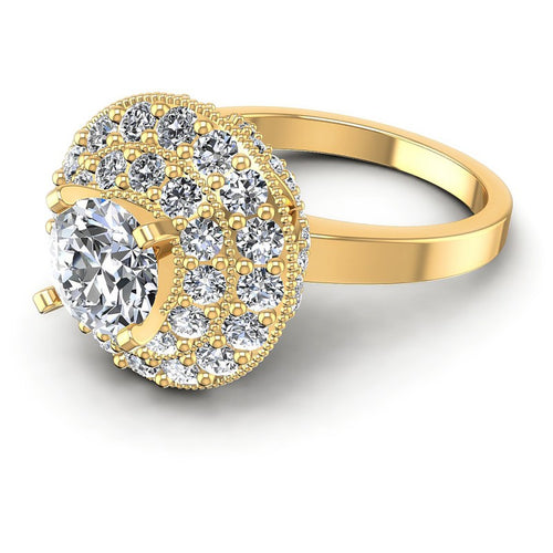 Round Diamonds 1.90CT Antique Ring in 14KT Rose Gold