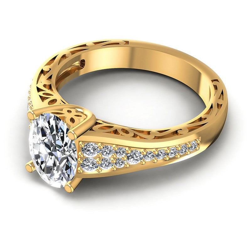Round and Oval Diamonds 1.45CT Engagement Ring in 14KT Rose Gold