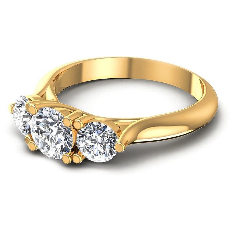 Round Diamonds 1.40CT Three Stone Ring in 14KT Rose Gold
